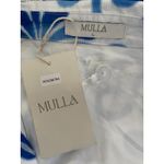 NWT Mulla Print Tie Front Cropped Long Sleeve Blouse Trendy Sz L (Small Stain) White Size L Photo 8