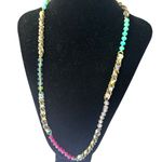 Chloe + Isabel  Long Gold, green & purple Chain Beaded Necklace Crocheted Photo 8
