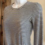 Madewell Women's Top Size XS Long Sleeve Linen Blend Tie Front Pullover Striped Photo 2
