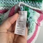 Talbots Crochet Sweater Vest Women Petite P Sleeveles Green Striped Boho Cottage Photo 4