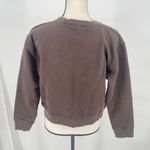 ZARA Sweater Women's Brown Small Cropped Fashion Velvet Print Gen Z Crew Neck Photo 5