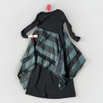 IC Collection XS Boat Neck Asymmetrical Layer Mix Dress Hunter Green Long Sleeve Black Photo 8