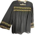 J Jill Black Embroidered Crew Neck Lightweight Cotton Blend Top Blouse Tunic M Size M Photo 9