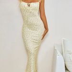 Floral dress maxi Strappy tie creamy yellow sexy Photo 7