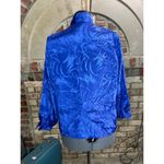 Blouse button up kitten bow satin geometric blue Size XL Photo 5