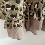 LOGO By Lori Goldstein Cheetah Leopard Contrast Top Blouse Shirt US Medium Photo 3