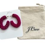 J.Crew  Festival Pink Woven Beaded Hoop Earrings NEW Photo 0