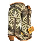 Corral  Leather Green/Gray Embroidered Overlay Western Pull On Boots(Size 8.5) Photo 3