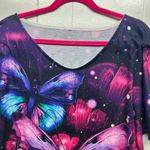 Butterfly Print Women's Short Sleeve Top Size XL Short Sleeve Art to Wear Pink Photo 1
