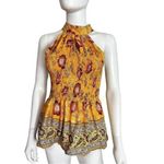 Rachel Zoe Women’s Size M Yellow Floral Peplum Halter Top NWT Photo 1