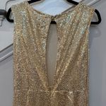 Modern Metallic Gold Sequin Mermaid Sleeveless Evening Long Dress Size M Photo 7