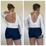 Daytrip  Surplice Ribbed Top White Soft Slouchy Boho Stretch Vacation Photo 4