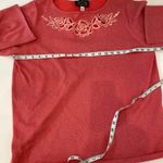 Bob Mackie  Pink Metallic Floral Embroidered Relaxed Cut Out Sleeve Knit Blouse Photo 7