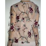 Endless Rose Long Sleeve Round Neck Embroidered Floral Mesh Top Beige/Red Size S Photo 1