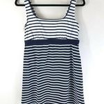 Lands' End Tankini Top Dress Underwire Removable Pads Striped Navy Blue White 8 Photo 0