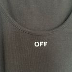 Off-White Micro Ribbed Off Stamped Sleeveless Spaghetti Strap Mini Dress Photo 2