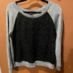 Victoria's Secret VGUC  GRAY AND BLACK LACE FRONT CREWNECK SWEATSHIRT SIZE MEDIUM Photo 0