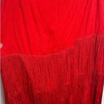 Anthropologie  Solid Fringe Halter Maxi
Dress Red Size 12 Photo 5