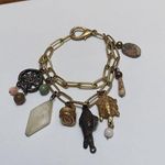 Pretty Charm Bracelet Gold Tone With Fish / Turtle / Stone Charms Photo 1