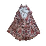 Finders Keepers Finder Keepers Multicolor Red Henna Print Tie-Back Mini Dress Ruffle Small Photo 1