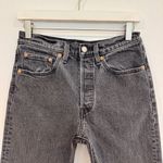 Levi's Levi’s Denim 501 High Rise Button Fly Raw Hem Cropped Jeans Faded Black Gray 26 Photo 1