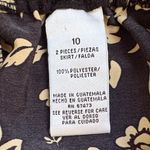 Unique Vintage Black and Cream Floral A-Line Skirt Photo 3