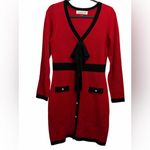 Taylor Red Long Sleeve Dress with Black Accents Size M Photo 2