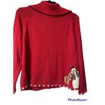 Tiara International  Christmas Collection 2004 Red Snowman Cardigan Sweater M Photo 1