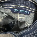  Women’s Darkwash ARIAT Jeans 29 X 33 TURQUOISE Embellished Long EUC Photo 8