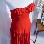 Hello Molly NWT  Strapless Tiered Midi Red Dress w/ Back Bow Tie Sz 4🧡 Photo 2