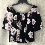 Free Press Black Graceful Floral Spaced Out Cropped Blouse NWT size Medium Photo 5