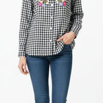Como vintage  large gingham floral flannel top Photo 0