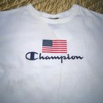 Champion crop top American flag USA monogram cropped tee white patriotic Photo 3