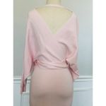 Blush Pink Knit Sweater Dress V Neck Fitted Photo 6