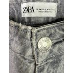 ZARA Straight Leg High Waisted Distressed Jeans Raw Hem 2 Rinsed Black #3900 Photo 7