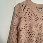 Loft  Crewneck Sweater Light Pink Loose Knit Photo 7