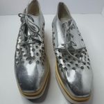 Silver Lace Up Shoes Size 8 Photo 0