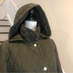 Ralph Lauren  Olive Green Quilted Diamond Riding Coat w Removable Hood Large Photo 4