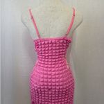 Criss Cross Side Bubble Pink Dress Photo 3