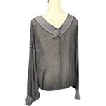 Free People  We The Free South Side Thermal Top Black Waffle Knit Oversized XS Photo 7