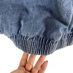 Blue Blush Women’s M Oversized Denim Bomber Jacket Blue Insulated Chore Barn Photo 12