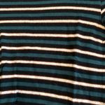 Forever 21  women's striped black, white, and teal short-sleeved crop top Photo 1