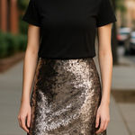 1. State NWT  X Nordstrom Matte Sequin Mini Skirt Gold Photo 0