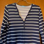 J. McLaughlin  Woman's Navy & White Striped Classic Midi Dress Size Medium Photo 1