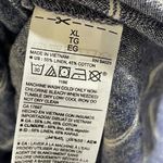 Old Navy Cap Sleeve Blouse Blue White Linen Blend XL Extra Large Ruffle Photo 5