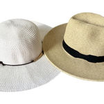 Target Set of 2 Bundle Beach Pool Sun Floppy Hats White Natural Photo 0