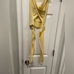 Pink Lily Size S Yellow Criss Cross Back Tie Waist Soft Stretch crop Tank Top Photo 4