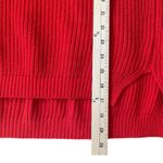 EXPRESS  Oversized Red V Neck Long Sleeve Pullover Sweater Arm Stripes Size SP Photo 4
