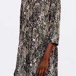 ZARA  Tan and Black Snakeskin Print Empire Waist 3/4 Sleeve Mini Dress Photo 0