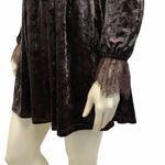 Main Strip  Crushed Brown Velvety Lace Mini Boho Dress Dark Academia Photo 9
